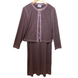 Vintage Y2K Carol Anderson Purple Grandmacore Cozy House Dress Cardigan Set